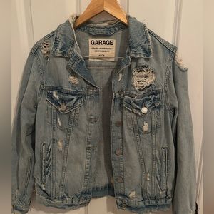 Garage oversized boyfriend denim jacket distressed